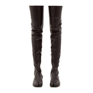 RARE / Maison Margiela Tabi Over the Knee Thigh High Black Leather Boots  / 40